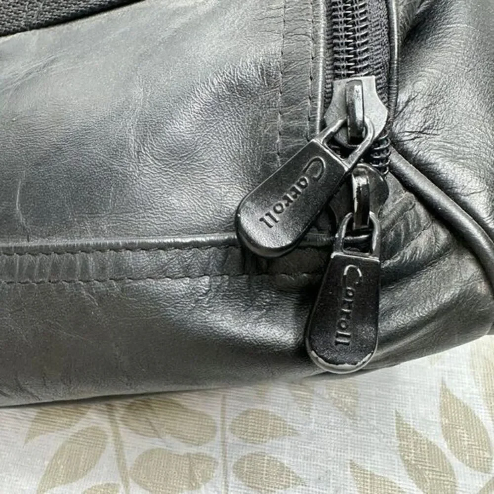 Carroll 2 Piece Leather Motorcycle Backpack RUCKSACK‎ Black And Bonus Bag Large